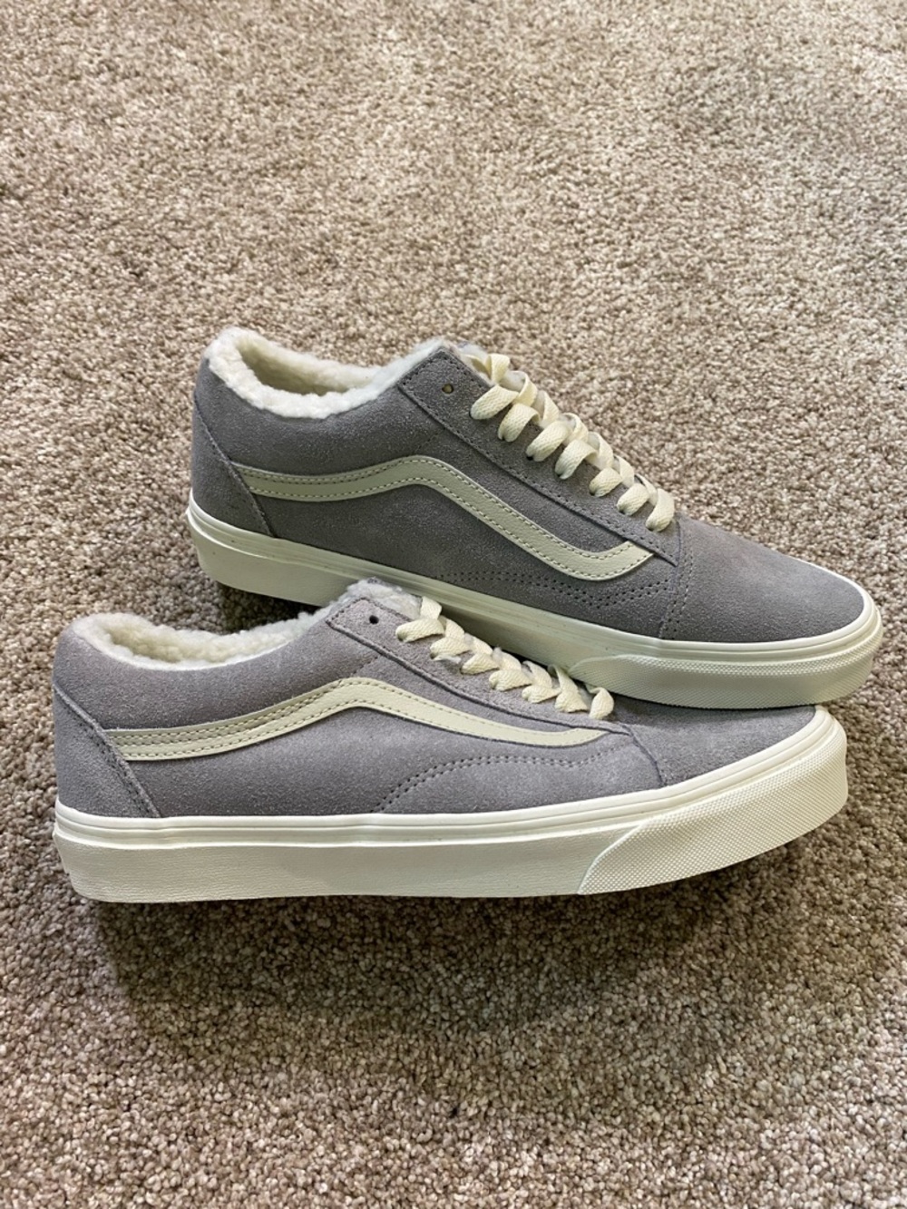 Vans Old Skool Suede Sneakers in Gray with Cream Stripe